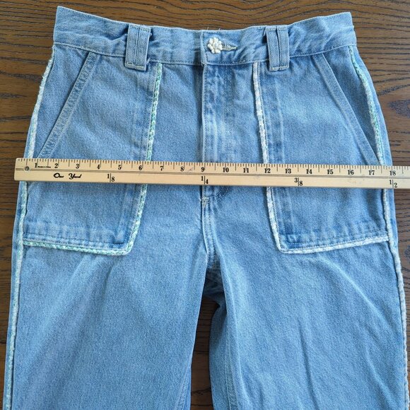 Zara Women's Jeans sz 6 / 28 blue Jeans High Rise Tweed Trim Straight Leg - Picture 10 of 12
